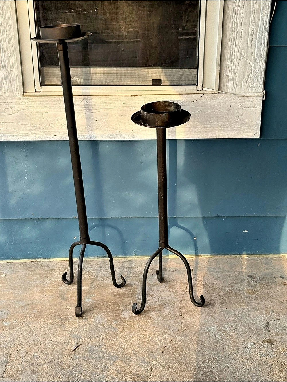 Black Metal Candle Holders Set of 2 Decor